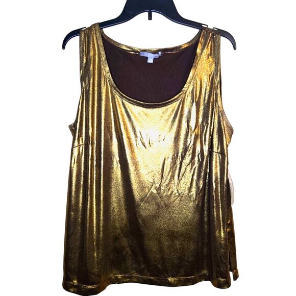 NY Collection Gold Metallic Sleeveless Top, Size 2X – Party Top, NWT [0196] - Picture 1 of 7